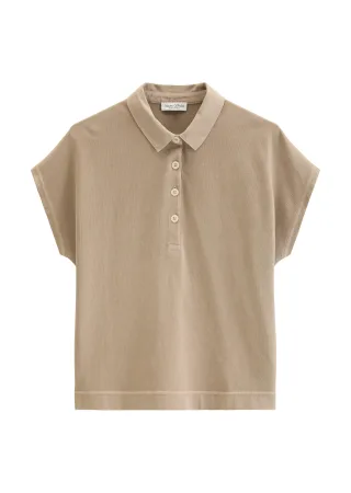 Marc OPolo Casual - Ärmelloses Poloshirt loose Earthy Taupe - Gr. - L