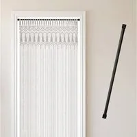 Cozyor Türvorhang Makramee 132 x 200 cm Boho Vorhang Fenstervorhang Raumteiler (1 St), Schlaufen, Baumwolle, mit Vorhangstange zum Klemmen weiß Wandteppich Wandbehang