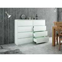 Raumhirsch Furniture Kommode, Sideboard, Kommode für das Schlafzimmer - Wohnzimmer (Maße: 120 × 39 × 101,5 cm, 2 Türen, 4 Schubladen, Rollenschienen), viele Farbvarianten - Hochwertig & stabil