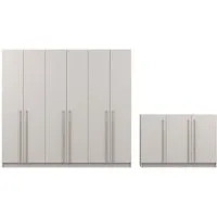 Deine Möbel 24 Schlafzimmer-Set C MIRELO mit 4- oder 6-türigem Kleiderschrank & 3-türiger Kommode, (ideal für Schlafzimmer, Ankleiderzimmer & Flur, 2-tlg., Kleiderschrank 200 cm 4-türig oder 230 cm 6-türig & Kommode 134 cm), Möbel-Set in Weiß matt od