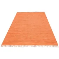OTTO home Teppich Paul, Handwebteppich, rechteckig, Höhe: 5 mm, reine Baumwolle, Uni, handgewebt, Wendeteppich, mit Fransen, Läufer