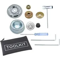 Trade-Shop Zubehör-Set 11in1 Befestigung Adapter für Stihl FS55 FS56 FS66 F70R FS76 FS85, Unkrautbürste, (11-tlg), Druckscheibe, Laufteller, Bundmutter etc. inkl. Aufbewahrungsbeutel