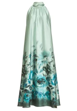 SWING - Abendkleid aus Satin mit Bordüren-Print mint green/teal green - Gr. - 36