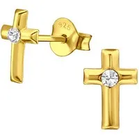 ALEXANDER YORK Paar Ohrstecker KREUZ in Gold mit Zirkonia, 2-tlg., 925 Sterling Silber
