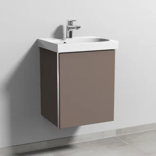 Sanipa 3way Waschtischunterbau zu Geberit Acanto Waschtisch mit 1 Tür, Taupe-Matt BP4141T