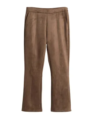 Opus - Kunstlederhose in Wildleder Optik - Elvina cozy braun - Gr. - 36