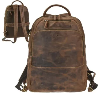 Greenburry Rucksack Vintage Laptop 15,6" & Trolleyband | Leder antikbraun