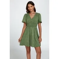FS Collection Minikleid Damen Minikleid Sommerkleid Freizeitkleid Kurzkleid V-Ausschnitt (XS (EU:36 / UK:8) · S (EU:38 / UK:10) · M (EU:40 / UK:12) · L (EU:42 / UK:14) · XL (EU:44 / UK:16) Gesmokte Taille mit femininem Printdesign