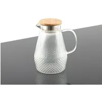 Hanseküche Wasserkaraffe Glaskaraffe, (Glas-Wasserkaraffe mit Deckel, 1-tlg., Tropffreie Ausgießer - Robuste Teekanne), mit 50% erhöhter Glasdicke für Heiß- & Kaltgetränke