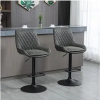 HOMCOM Barhocker höhenverstellbarer Barstuhl, Tresenstuhl mit Fußstütze (Küchenhocker, 2 St., Küchenstuhl), für Esszimmer, Küche, Kunstleder, Dunkelgrau