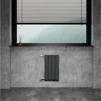 WITEN&NOCK Designheizkörper Flach Paneelheizkörper mit Seitenanschluss Nabenabstand 500mm, inkl. Eckform Thermostatventil