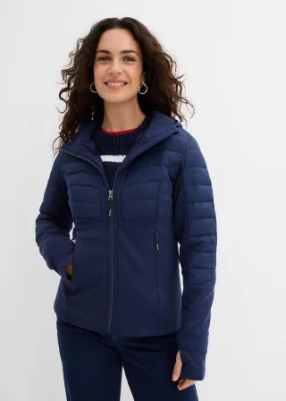bonprix Wasserabweisende Hybridjacke mit Softshell- und Steppeinsätzen, blau, Gr.46, Steppjacke aus verschiedenen Materialien