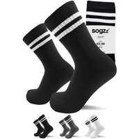 sogzz Tennissocken 4-16 Paar Sportsocken Gr. 35-50 Herren Damen Schwarz Weiss Dunkelgrau (Tennis Sport Socken Streifen - Basic Stripes, 16-Paar)