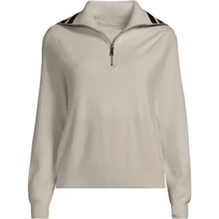 Feinstrick-Pullover mit Reißverschluss, Damen,  Weiß, by Lands' End