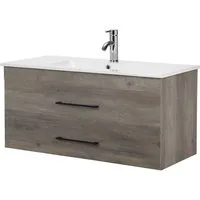 welltime Waschtisch Florenz (Komplett-Set), Waschplatz mit 2 Auszügen und Softclose Breite 100cm