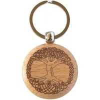 Saraswati Schlüsselanhänger Schlüsselanhänger "Baum des Lebens" Buchenholz/Edelstahl 4cm