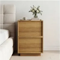 Wildhome Nachttisch Mittelalter‑moderner minimalistische Beistelltisch in Eichenoptik (1-St), 38 x 48 x 50 cm, Sofa‑Seitentisch für Wohnzimmer, aus Verbundholz