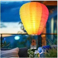 GLOBO LIGHTING LED Solarleuchte, LED-Leuchtmittel fest verbaut, Warmweiß, LED Solarleuchte Heißluftballon Außenleuchte Gartendeko Textil bunt D