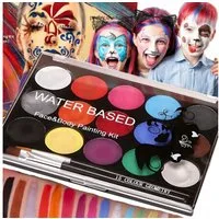 Festivalartikel Arzt-Kostüm Kinderschminke Set 15 Farben + 2 Pinsel, Halloween Schminkfarben