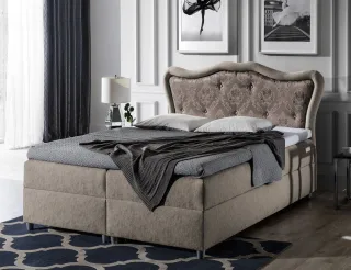 OUTLET Boxspringbett Schlafzimmerbett 120x200cm AYMEN in Stoff Cappuccino
