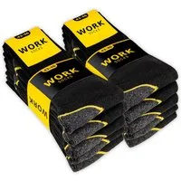 sockenkauf24 Arbeitssocken 10 oder 20 Paar Herren Arbeitssocken "WORK" atmungsaktiv (Schwarz, 10-Paar, 39-42) verstärkt durch Vollfrottee - 10200