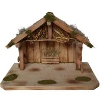 Alfred Kolbe Krippe Krippenstall für 9 cm Figuren, Massivholzboden, Weihnachtsdeko (1-tlg), Echtholz