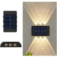 HS.SUPPLY LED Außen-Wandleuchte Solar LED Wandleuchte Außen wasserdicht – Up & Down Licht, IP65, LED fest integriert, warmweiß, kaltweiß, Strahlt Licht nach oben & unten ab