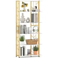 COSTWAY Bücherregal, geometrisches Standregal, 6-stöckig, Metallrahmen