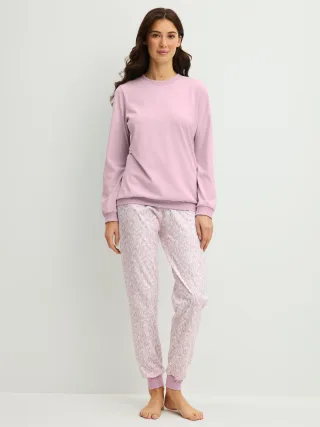 CALIDA - DAMEN Pyjama mit Bündchen fragrant lilac - Gr. - L