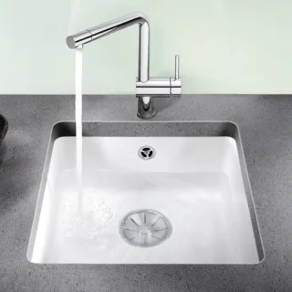 Blanco Subline 375-u Spüle 523726 41,4x45,6cm, PuraPlus kristallweiß glänzend, für Unterbau