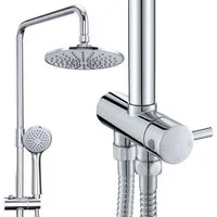 HOMELODY Duschsystem ohne Armatur Edelstahl Brausegarnitur mit Handbrause Dusche, 2 Strahlart(en), Packung Set, 9-Zoll-Rundkopfbrause, PVC-Brauseschlauch, verchromt