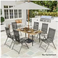 Outsunny Gartentisch mit Schirmloch, Lamellendesign (Campingtisch aus Stahl, 1-St., Balkontisch), für Garten, Balkon, Braun