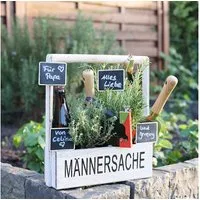 Florists Products Dekokorb Holzkiste Männersache Deko Pflanzkasten mit Griff Geschenkidee