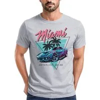 Neverless Print-Shirt Herren T-Shirt Bedruckt Miami Beach Surfing Motiv USA Retro Automobil mit Print
