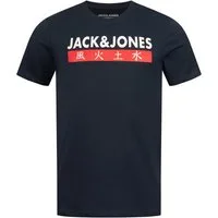 Jack & Jones Print-Shirt ELEMENTS TEE SS CREW NECK Kurzarmshirt aus Baumwolle Stretch Shirt Baumwoll-Jersey Logo Druck