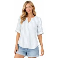 Eight2Nine Hemdbluse Eight2nine Damen Leinen Bluse atmungsaktiv Kurzarmbluse Sommer Urlaub