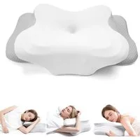 Refined Living Nackenstützkissen Nackenkissen, Orthopädisches Memory-Foam-Kissen, Schlafkissen, Füllung: Hochwertiger Memory-Schaum, Ideal für Rücken-, Bauch- und Seitenschläfer Bauchschläfer, Orthopädisches Kissen, 2 in 1 Ergonomisches Nackenstützki
