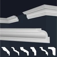 marbet design Stuckleiste, Musterstück (20cm), XPS Styropor weiß - Deckenleisten Zierleisten Eckleisten Dekorbau E-Leisten - (Musterstück E-14)