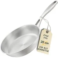 SILBERTHAL Bratpfanne Edelstahlpfanne 20cm Unbeschichtet Induktion, Edelstahl (Einzeln, 1-tlg), für Röstaromen, spülmaschinenfest, backofenfest bis 400°C