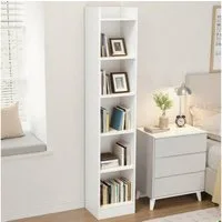 oyajia Bücherregal Aktenregal Standregal Raumteiler mit 5 offenen Fächern aus MDF Holz, offenes Aufbewahrungsregal, Standregal, 24 x 30 x 152 cm