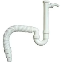 tecuro Siphon Tauchrohr/Verstellrohr Ø 50 x 250 mm mit 1 1/2 Zoll Überwurfmutter, mit Geräteanschluss