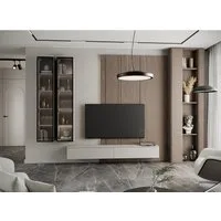 MOEBLINE Wohnwand Medienwand FIVO 3 kaschmir TV-Lowboard Hängevitrinen 3-St