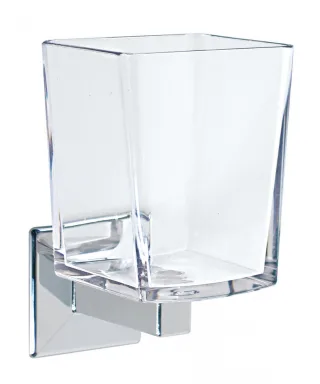 KOH-I-NOOR Tilda 5718 Glashalter 8x9,5x 13,5 cm chrom, einfache Montage ohne Bohren 5718KK