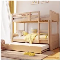 Flieks Etagenbett, Kinderbett 90x200cm Ausziehbett 90x190cm, umwandelbar in 3 Einzelbett