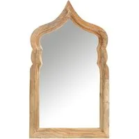 Marrakesch Orient & Mediterran Interior Wandspiegel Boho Wandspiegel Aastha handgefertigt aus Holz in Natur 90 cm im Trend (1-St), Wandspiegel