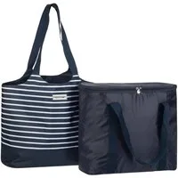 anndora Shopper 2 in 1 Doppeltasche Einkaufstasche mit Kühlfunktion, Isoliertasche mit Reißverschluss - Tragehenkel an beiden Taschen