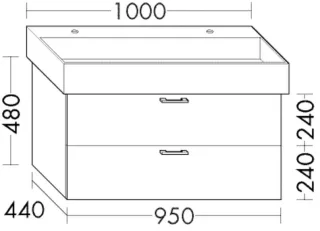 Burgbad Waschtischunterschrank Sys30 PG2 Echo 480x950x440 Leinengrau Hochglanz, WWMM095F3162 WWMM095F3162