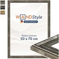 WANDStyle Einzelrahmen H450, Silber Bilderrahmen 50x70 Holz, Vintage Bilderrahmen Silber 50x70 cm
