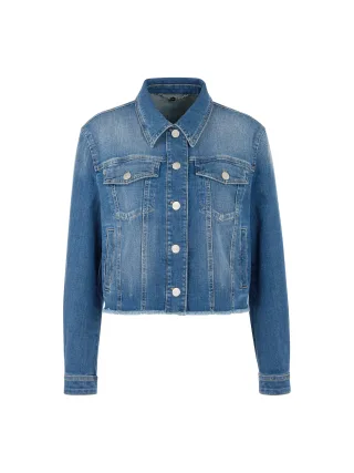 Marc Cain Additions - Kurze Jeansjacke aus Baumwollstretch blue denim - Gr. - 36