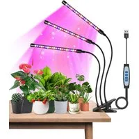 SinLaw Pflanzenlampe Dreiköpfige LED Pflanzenlampe, Vollspektrum Wachstumslampe, Verstellbar mit Timer,Energiesparend Für Zimmerpflanzen,mit Halterung